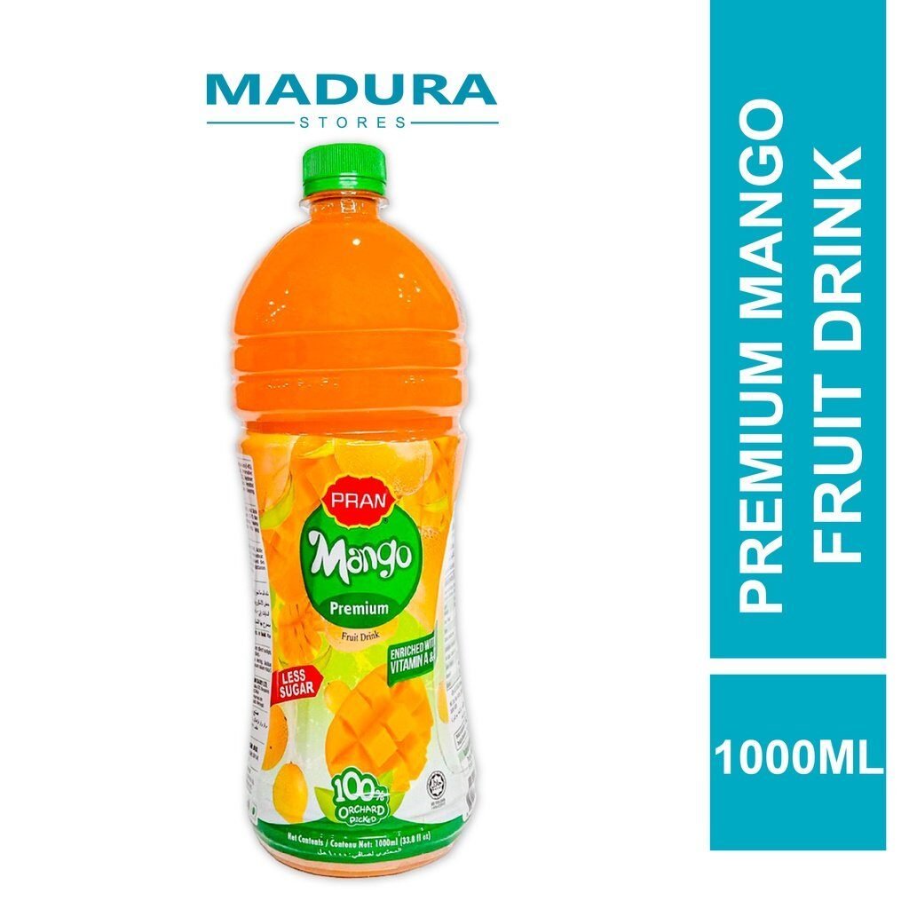 Pran Less Sugar Premium Mango Fruit Drink 1000ml (Jus Mangga Kurang Gula)