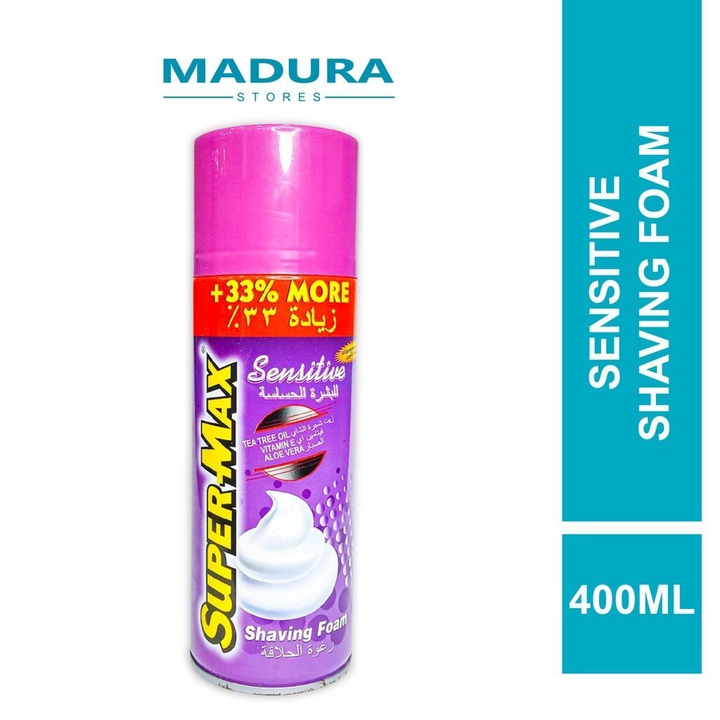 Super-Max Sensitive Shaving Foam 400ml (Krim Pencukur)