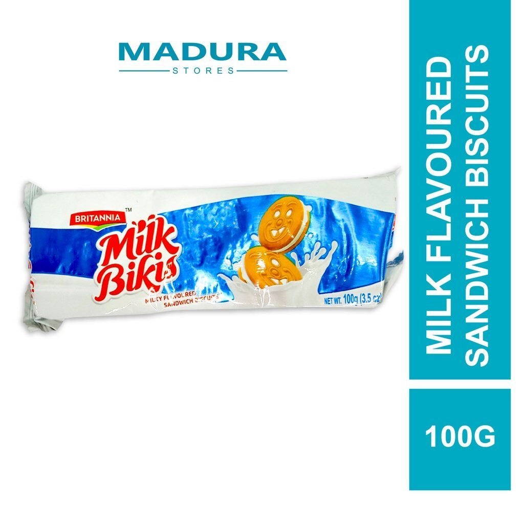 Britannia Milk Bikis Milk Flavoured Sandwich Biscuits 100g